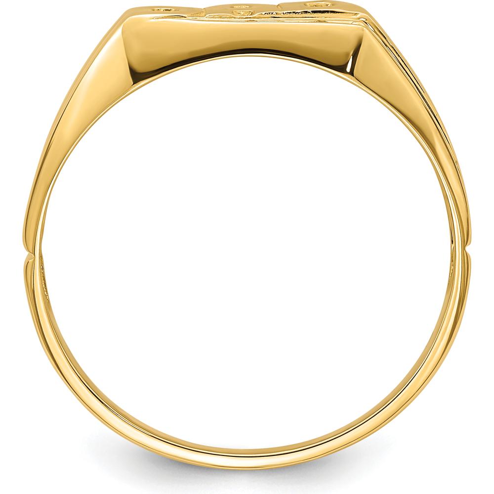 10K Yellow Gold Men's Band Ring with Round Faceted Diamonds - 0.008 Carat Total Diamond Weight