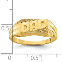10K Yellow Gold Men's Band Ring with Round Faceted Diamonds - 0.008 Carat Total Diamond Weight
