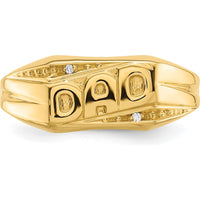 10K Yellow Gold Men's Band Ring with Round Faceted Diamonds - 0.008 Carat Total Diamond Weight