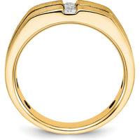 10K Yellow Gold Men's Band Ring with Satin Finish and 3 Round Diamonds - 0.07 Carats Total Diamond Weight by IBGoodman