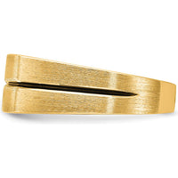 10K Yellow Gold Men's Band Ring with Satin Finish and 3 Round Diamonds - 0.07 Carats Total Diamond Weight by IBGoodman