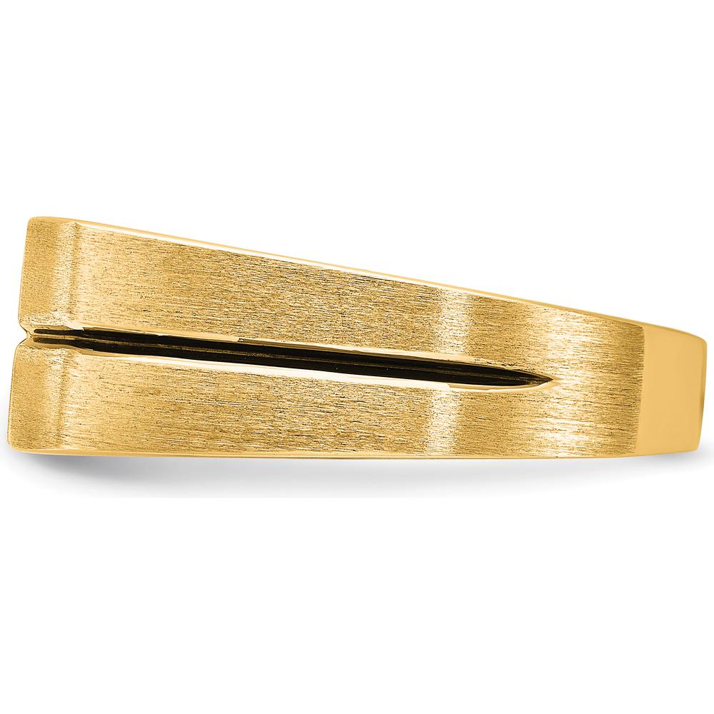 10K Yellow Gold Men's Band Ring with Satin Finish and 3 Round Diamonds - 0.07 Carats Total Diamond Weight by IBGoodman