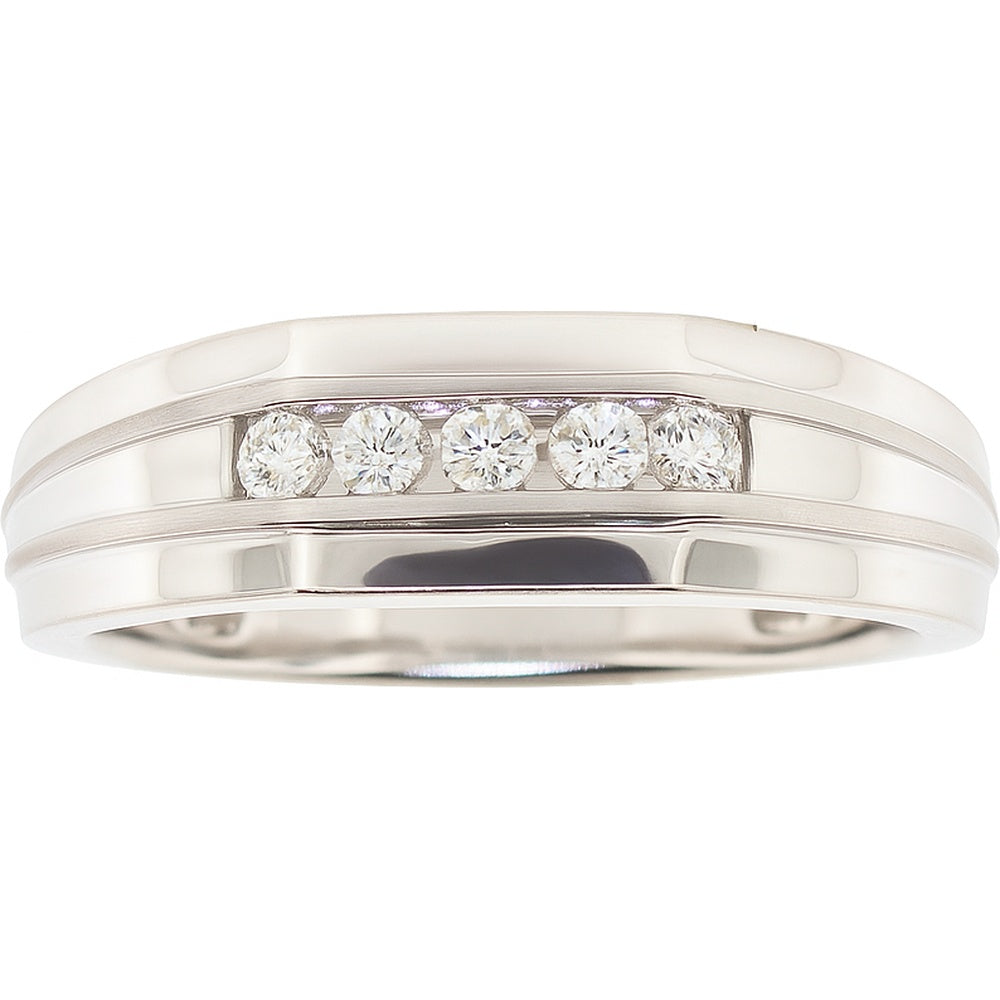 10K Yellow Gold Men's Channel-Set Band with 5 Round Brilliant Diamonds - 0.26 Carat Total Diamond Weight by Auriventus
