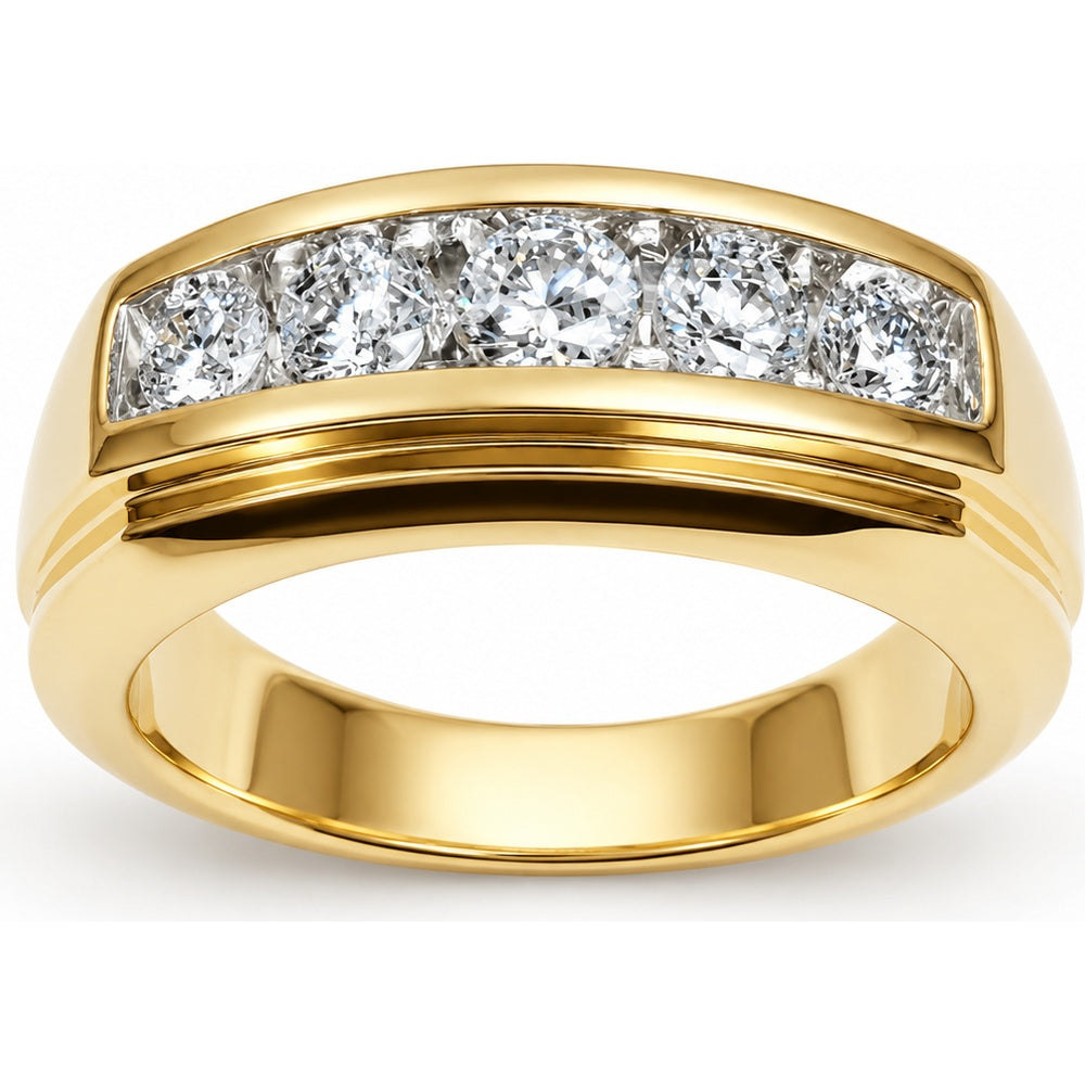 10K Yellow Gold Men's Channel Set Round Diamond Band - 1.11 Carat Total Diamond Weight by Auriventus