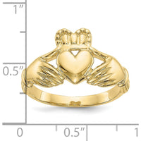 10K Yellow Gold Men's Claddagh Ring with Polished Finish - 12mm Band Width