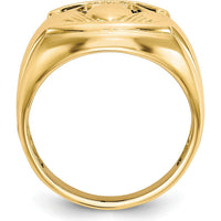 10K Yellow Gold Men's Claddagh Ring with Round Diamonds and Oval Black Onyx
