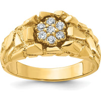 10K Yellow Gold Men's Cluster Diamond Nugget Ring with 7 Round Diamonds - 0.035 Carats Total Diamond Weight by IBGoodman