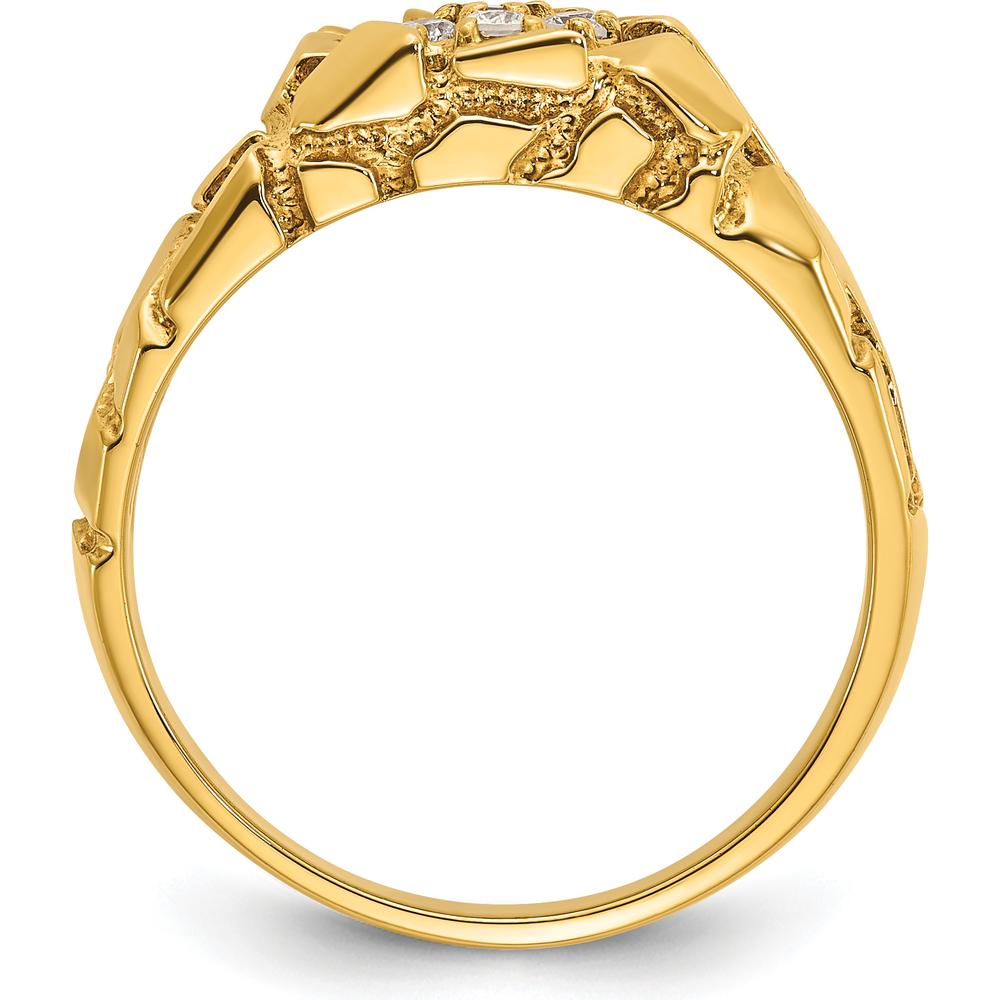 10K Yellow Gold Men's Cluster Diamond Nugget Ring with 7 Round Diamonds - 0.035 Carats Total Diamond Weight by IBGoodman