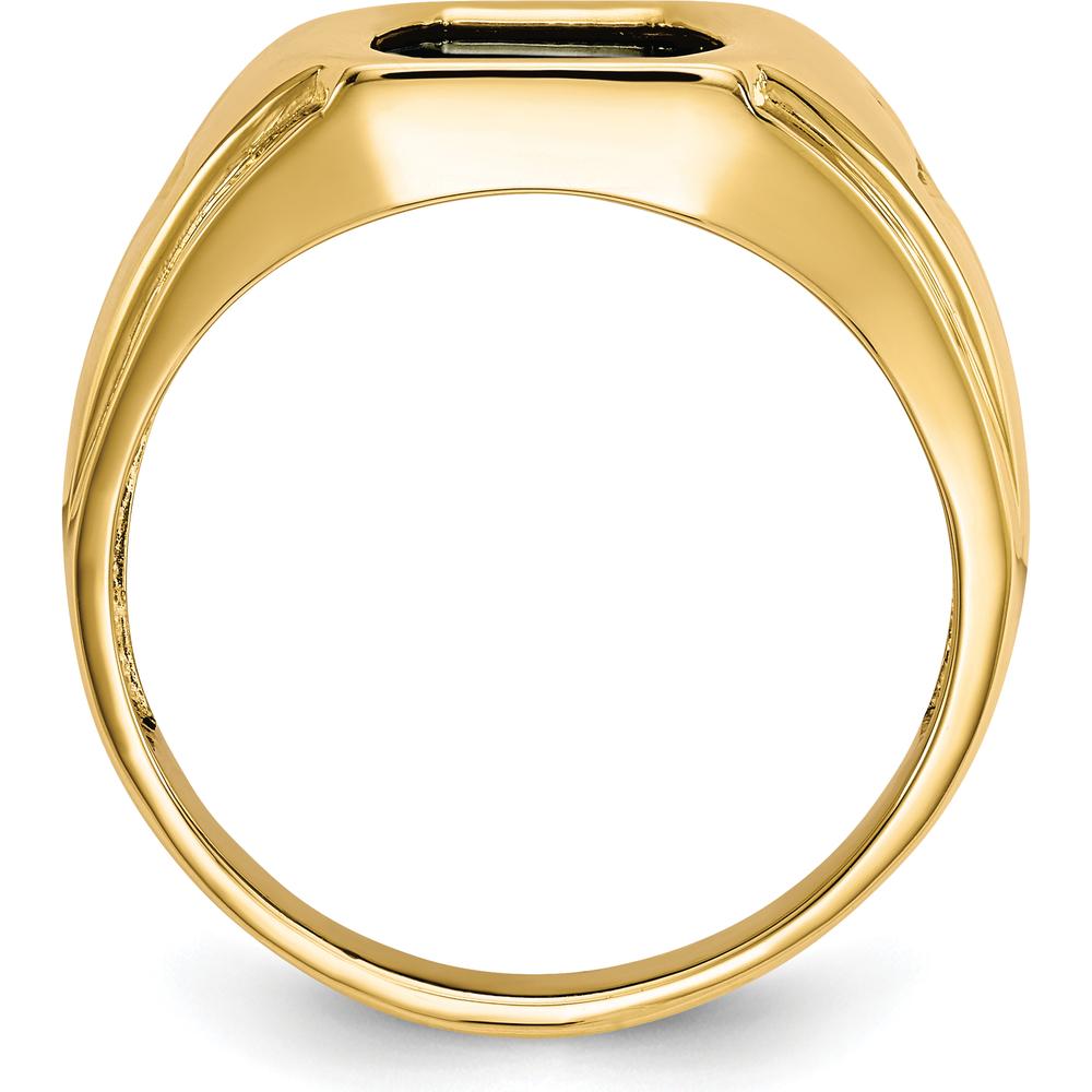 10K Yellow Gold Men's Cross Ring with Onyx and Diamond Accent - 0.01 Carat Diamond Total Weight