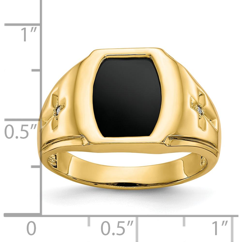 10K Yellow Gold Men's Cross Ring with Onyx and Diamond Accent - 0.01 Carat Diamond Total Weight