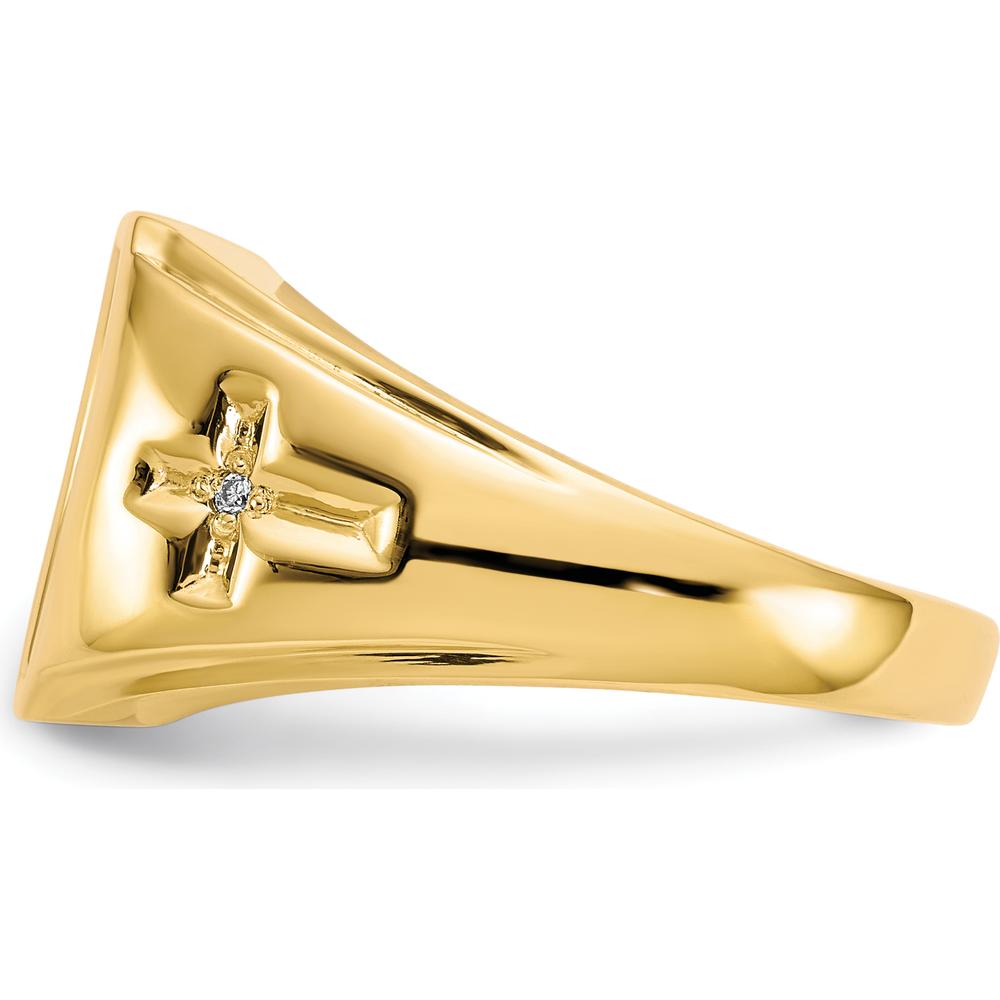 10K Yellow Gold Men's Cross Ring with Onyx and Diamond Accent - 0.01 Carat Diamond Total Weight