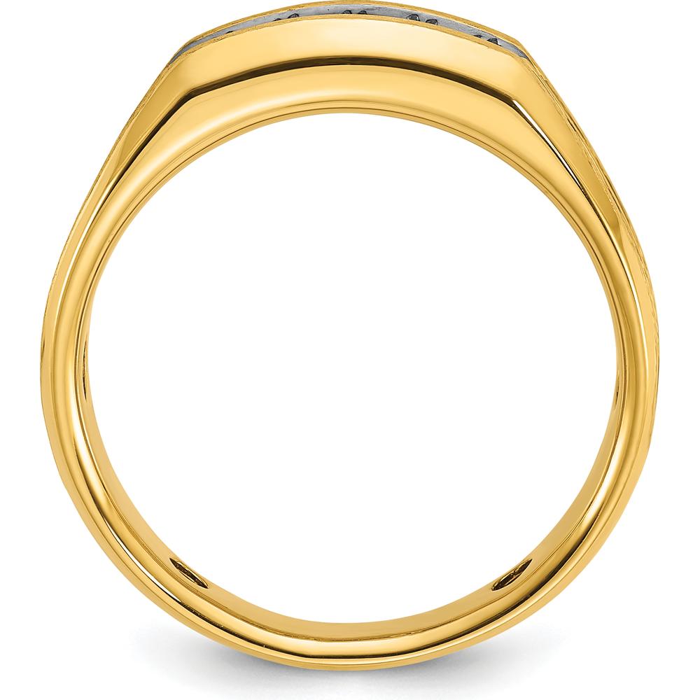 10K Yellow Gold Men's Diamond 5-Stone Grooved Band Ring with Black Rhodium Detail - 0.25 Carats Total Diamond Weight by IBGoodman