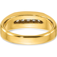 10K Yellow Gold Men's Diamond 5-Stone Grooved Band Ring with Black Rhodium Detail - 0.25 Carats Total Diamond Weight by IBGoodman