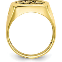 10K Yellow Gold Men's Diamond and Black Onyx Dad Ring with Round Faceted Diamonds - 0.02 Carat Total Diamond Weight