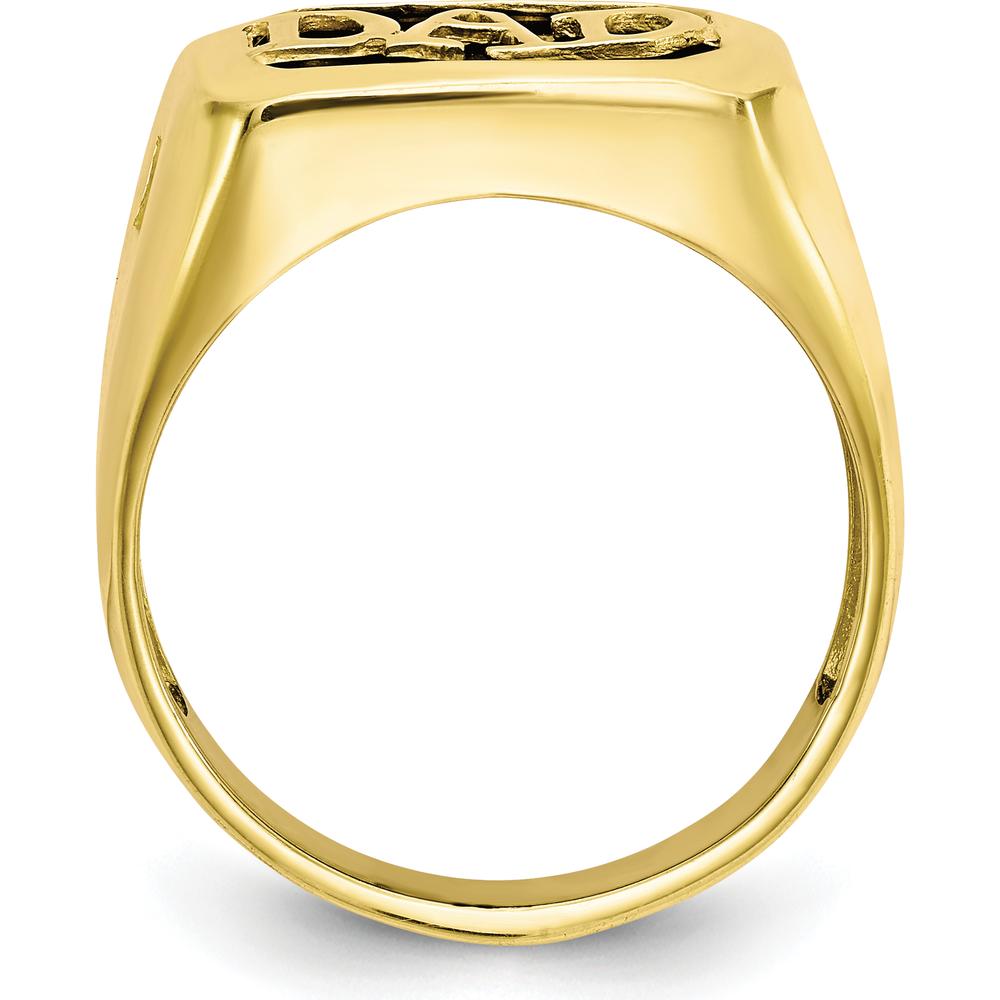 10K Yellow Gold Men's Diamond and Black Onyx Dad Ring with Round Faceted Diamonds - 0.02 Carat Total Diamond Weight