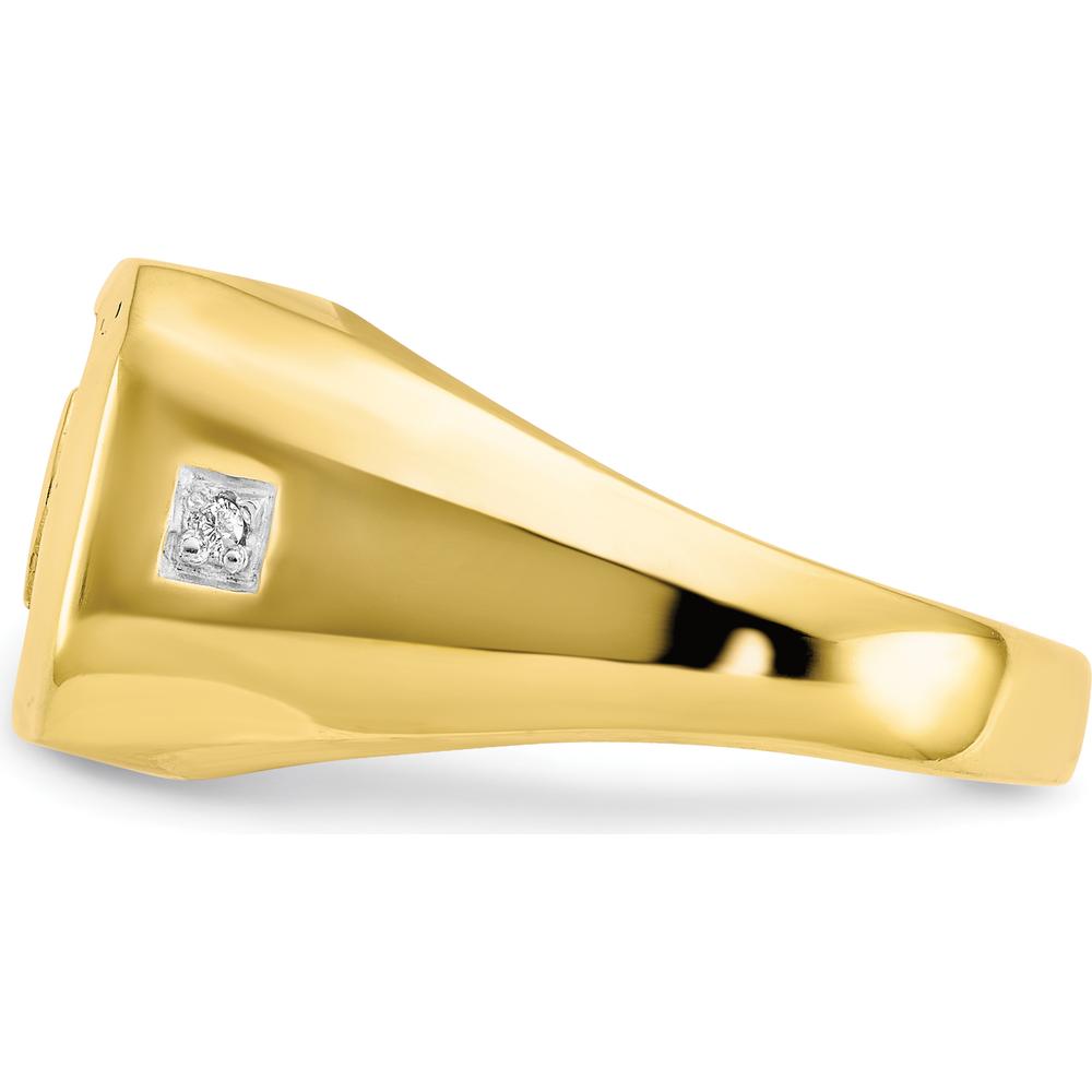 10K Yellow Gold Men's Diamond and Black Onyx Dad Ring with Round Faceted Diamonds - 0.02 Carat Total Diamond Weight