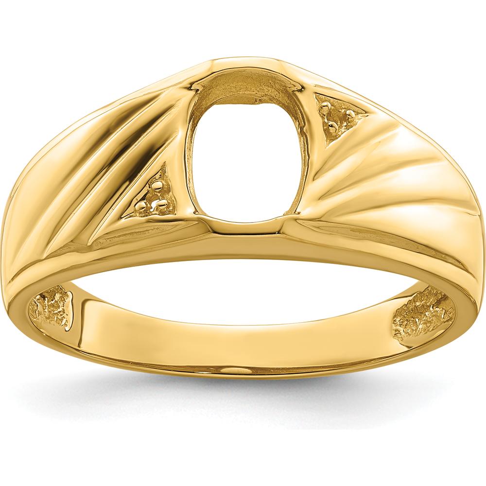 10K Yellow Gold Men's Diamond and Onyx Ring Mounting with Tapered Band Design