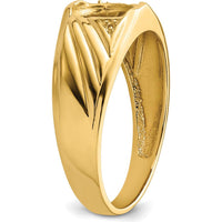 10K Yellow Gold Men's Diamond and Onyx Ring Mounting with Tapered Band Design