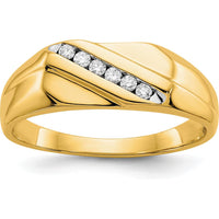 10K Yellow Gold Men's Diamond Band Ring with 5 Round Diamonds - 0.25 Carat Total Diamond Weight by 0