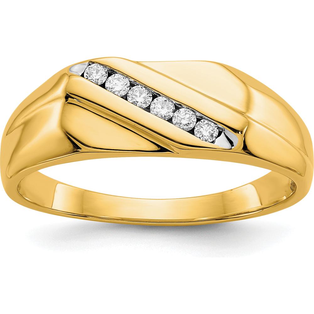 10K Yellow Gold Men's Diamond Band Ring with 5 Round Diamonds - 0.25 Carat Total Diamond Weight by 0