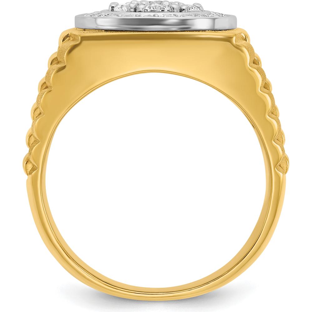 10K Yellow Gold Men's Diamond Cluster Ring with Polished and Satin Finish Design by IBGoodman