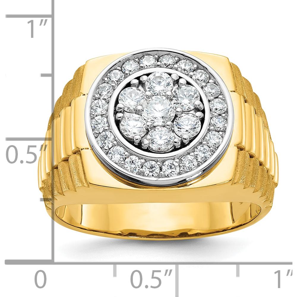 10K Yellow Gold Men's Diamond Cluster Ring with Polished and Satin Finish Design by IBGoodman