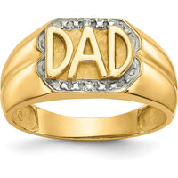 10K Yellow Gold Men's Diamond DAD Ring with Faceted Round Diamonds - 0.007 Carat Total Diamond Weight
