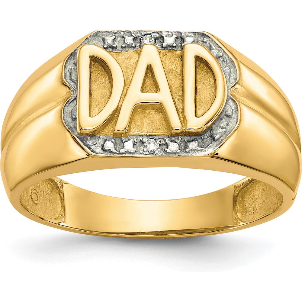 10K Yellow Gold Men's Diamond DAD Ring with Faceted Round Diamonds - 0.007 Carat Total Diamond Weight