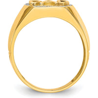 10K Yellow Gold Men's Diamond DAD Ring with Faceted Round Diamonds - 0.007 Carat Total Diamond Weight