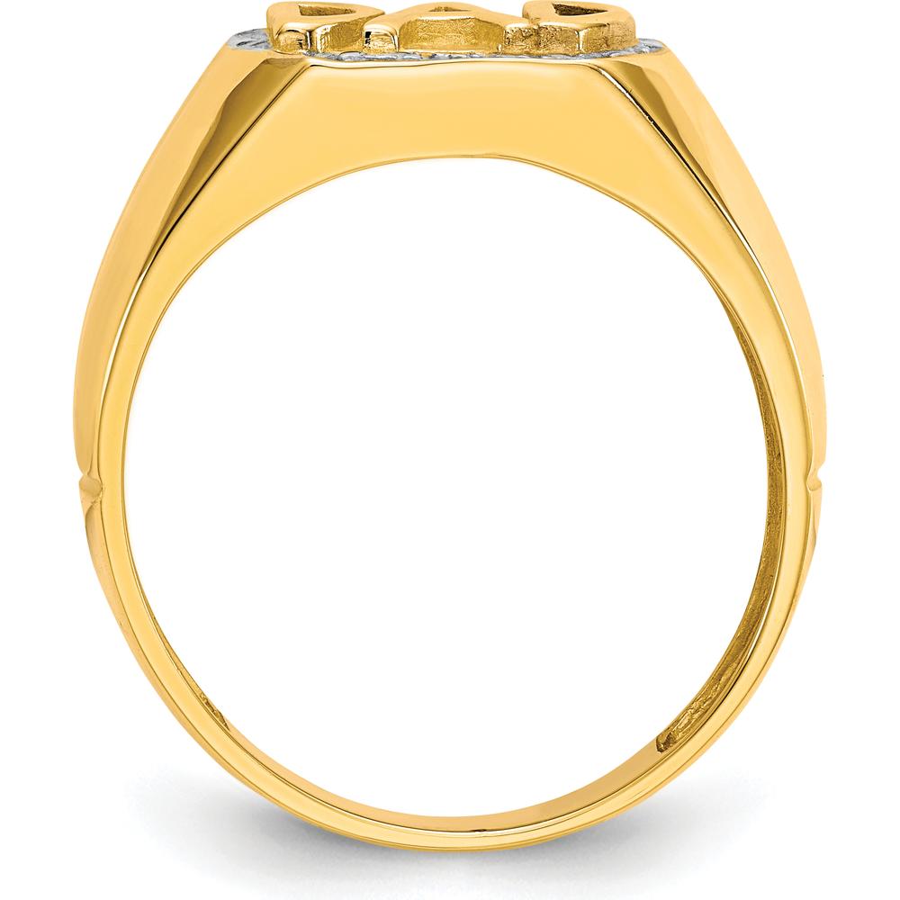 10K Yellow Gold Men's Diamond DAD Ring with Faceted Round Diamonds - 0.007 Carat Total Diamond Weight