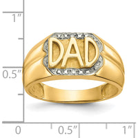 10K Yellow Gold Men's Diamond DAD Ring with Faceted Round Diamonds - 0.007 Carat Total Diamond Weight