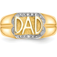 10K Yellow Gold Men's Diamond DAD Ring with Faceted Round Diamonds - 0.007 Carat Total Diamond Weight