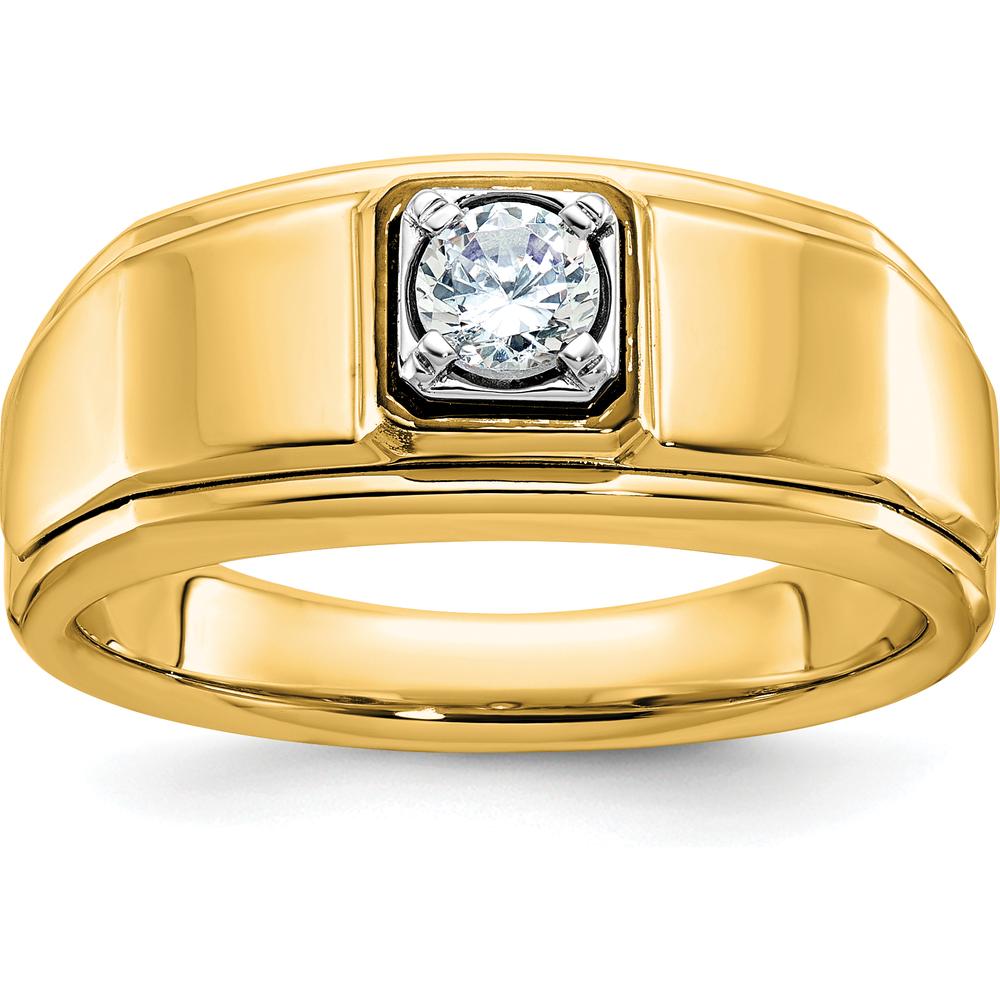 10K Yellow Gold Men's Diamond Ring with 0.349 Carats Round Diamond - Polished Finish by IBGoodman
