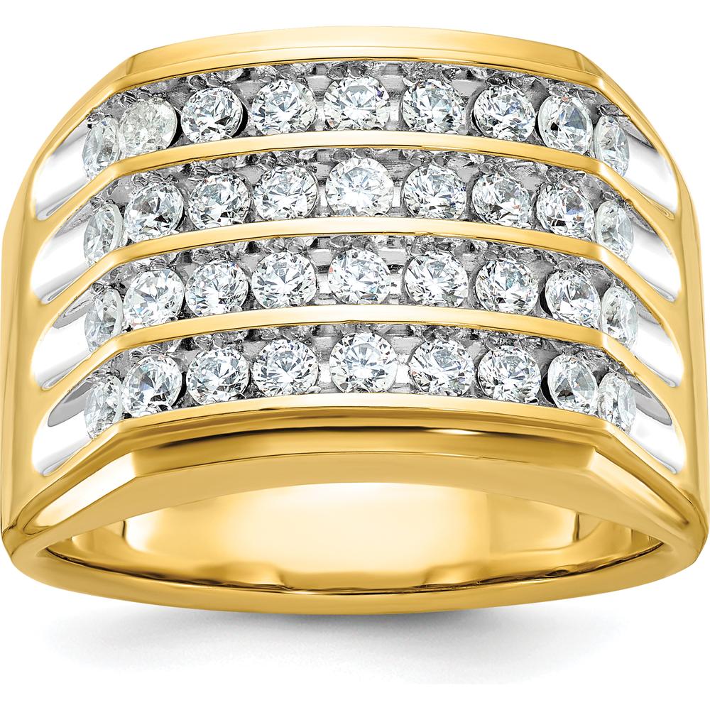 10K Yellow Gold Men's Diamond Ring with 4-Row Channel Set A Quality Diamonds - 1.2 Carats Total Diamond Weight by IBGoodman