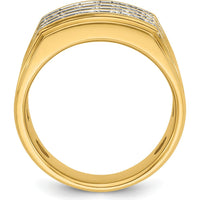 10K Yellow Gold Men's Diamond Ring with 4-Row Channel Set A Quality Diamonds - 1.2 Carats Total Diamond Weight by IBGoodman