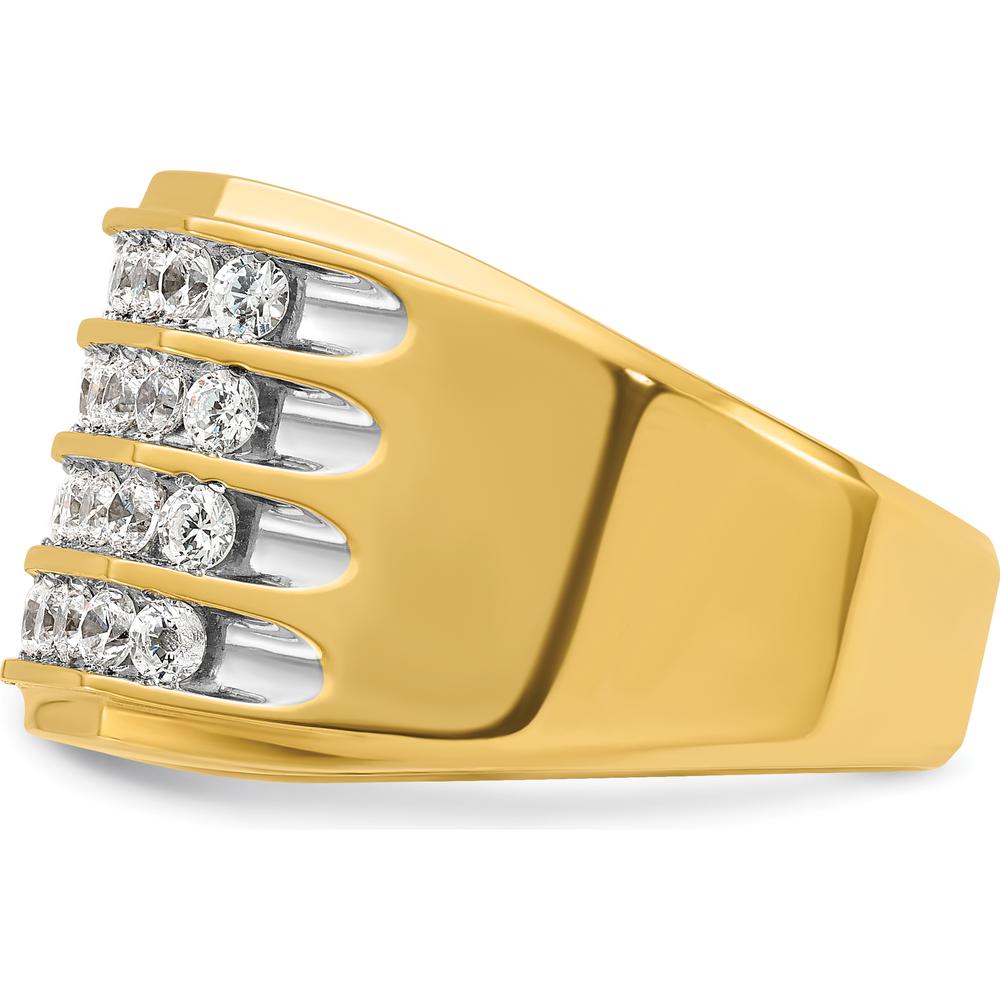 10K Yellow Gold Men's Diamond Ring with 4-Row Channel Set A Quality Diamonds - 1.2 Carats Total Diamond Weight by IBGoodman