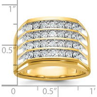 10K Yellow Gold Men's Diamond Ring with 4-Row Channel Set A Quality Diamonds - 1.2 Carats Total Diamond Weight by IBGoodman