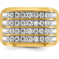 10K Yellow Gold Men's Diamond Ring with 4-Row Channel Set A Quality Diamonds - 1.2 Carats Total Diamond Weight by IBGoodman