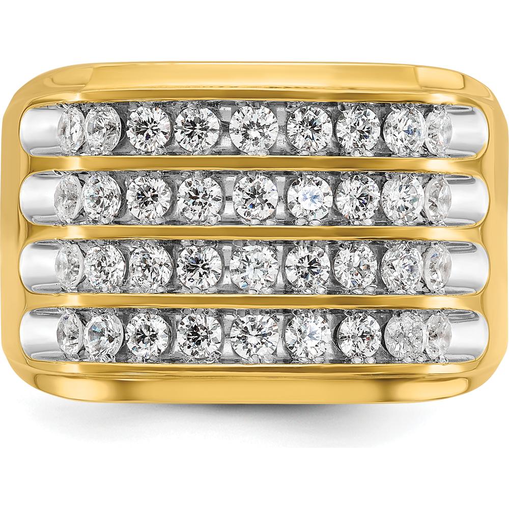 10K Yellow Gold Men's Diamond Ring with 4-Row Channel Set A Quality Diamonds - 1.2 Carats Total Diamond Weight by IBGoodman
