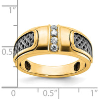 10K Yellow Gold Men's Diamond Ring with Black Rhodium Finish - 0.05 Carats Total Diamond Weight by IBGoodman