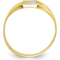10K Yellow Gold Men's Eagle Ring with Rhodium Accents - Bold Polished Design