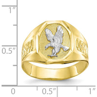 10K Yellow Gold Men's Eagle Ring with Rhodium Accents - Bold Polished Design