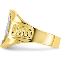 10K Yellow Gold Men's Eagle Ring with Rhodium Accents - Bold Polished Design