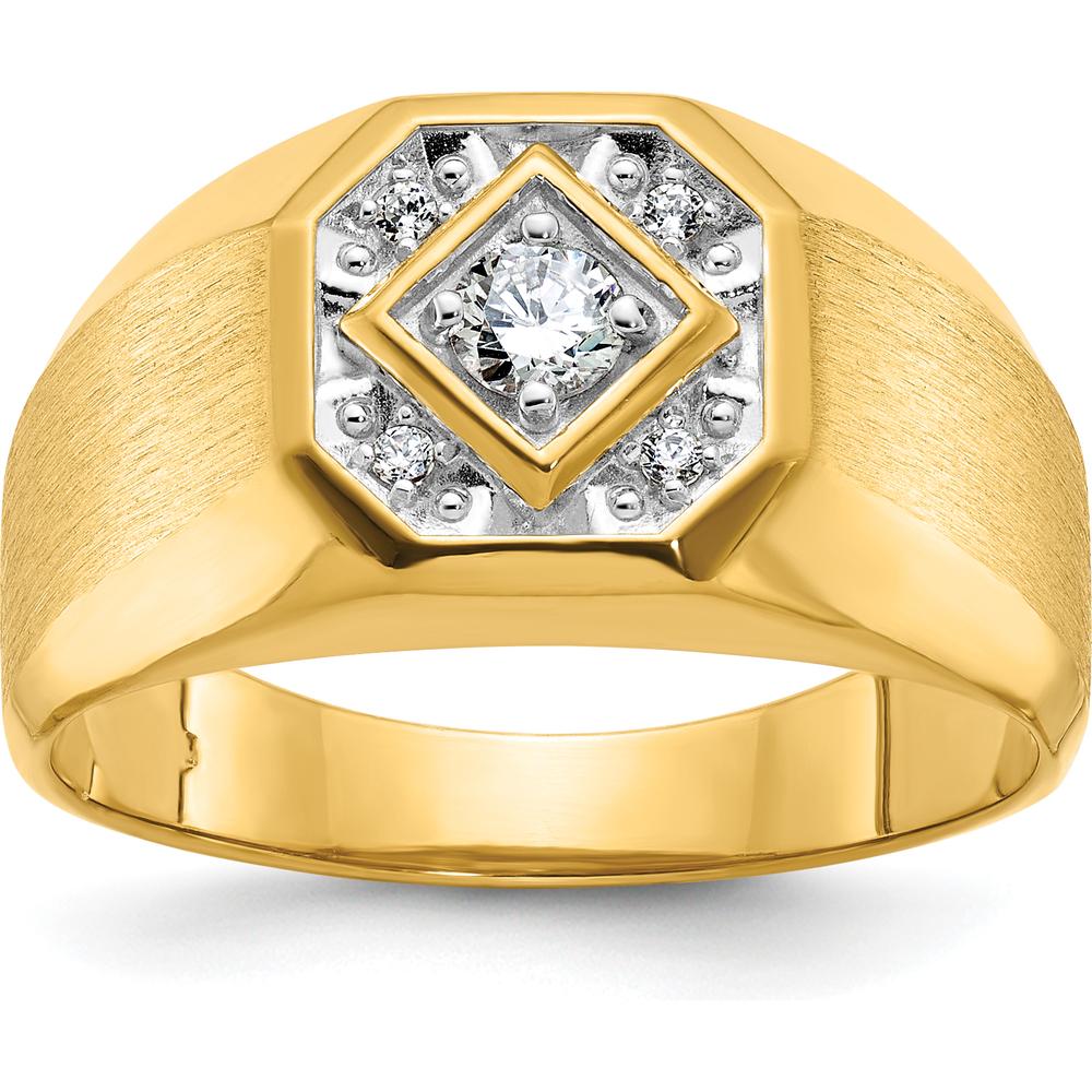 10K Yellow Gold Men's Fancy Diamond Ring with Milgrain Detail and Diamond Accents - 0.25 Carats Total Diamond Weight by IBGoodman