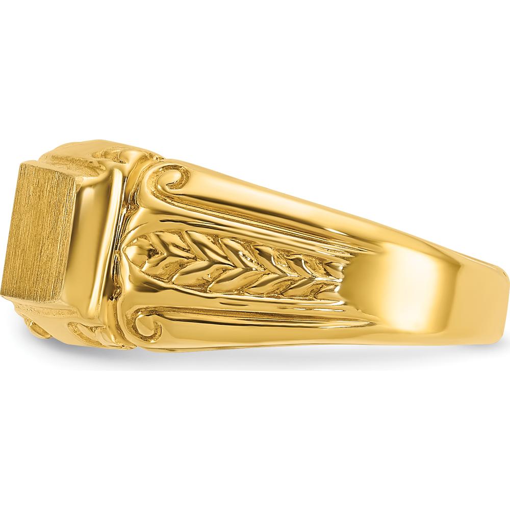 10K Yellow Gold Men's Fancy Ring Mounting with Heart Motifs - Personalized Engravable Design by IBGoodman