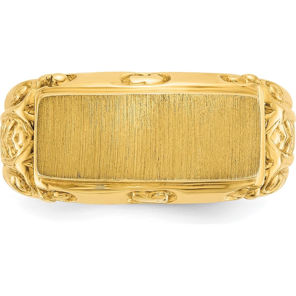 10K Yellow Gold Men's Fancy Ring Mounting with Heart Motifs - Personalized Engravable Design by IBGoodman