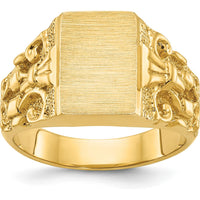 10K Yellow Gold Men's Fancy Ring with Polished Finish and Ornate Side Detailing by IBGoodman