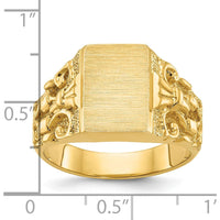 10K Yellow Gold Men's Fancy Ring with Polished Finish and Ornate Side Detailing by IBGoodman