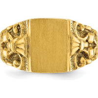 10K Yellow Gold Men's Fancy Ring with Polished Finish and Ornate Side Detailing by IBGoodman