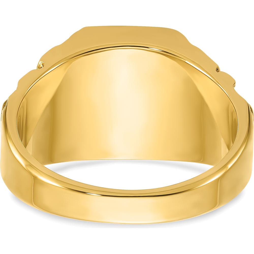 10K Yellow Gold Men's Fancy Ring with Polished Finish and Ornate Side Detailing by IBGoodman